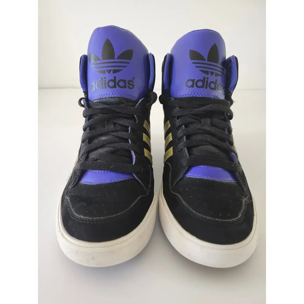 Adidas AR 2.0 Men's Black Gold Purple Sz 9 High Top Sneaker Retro Strap